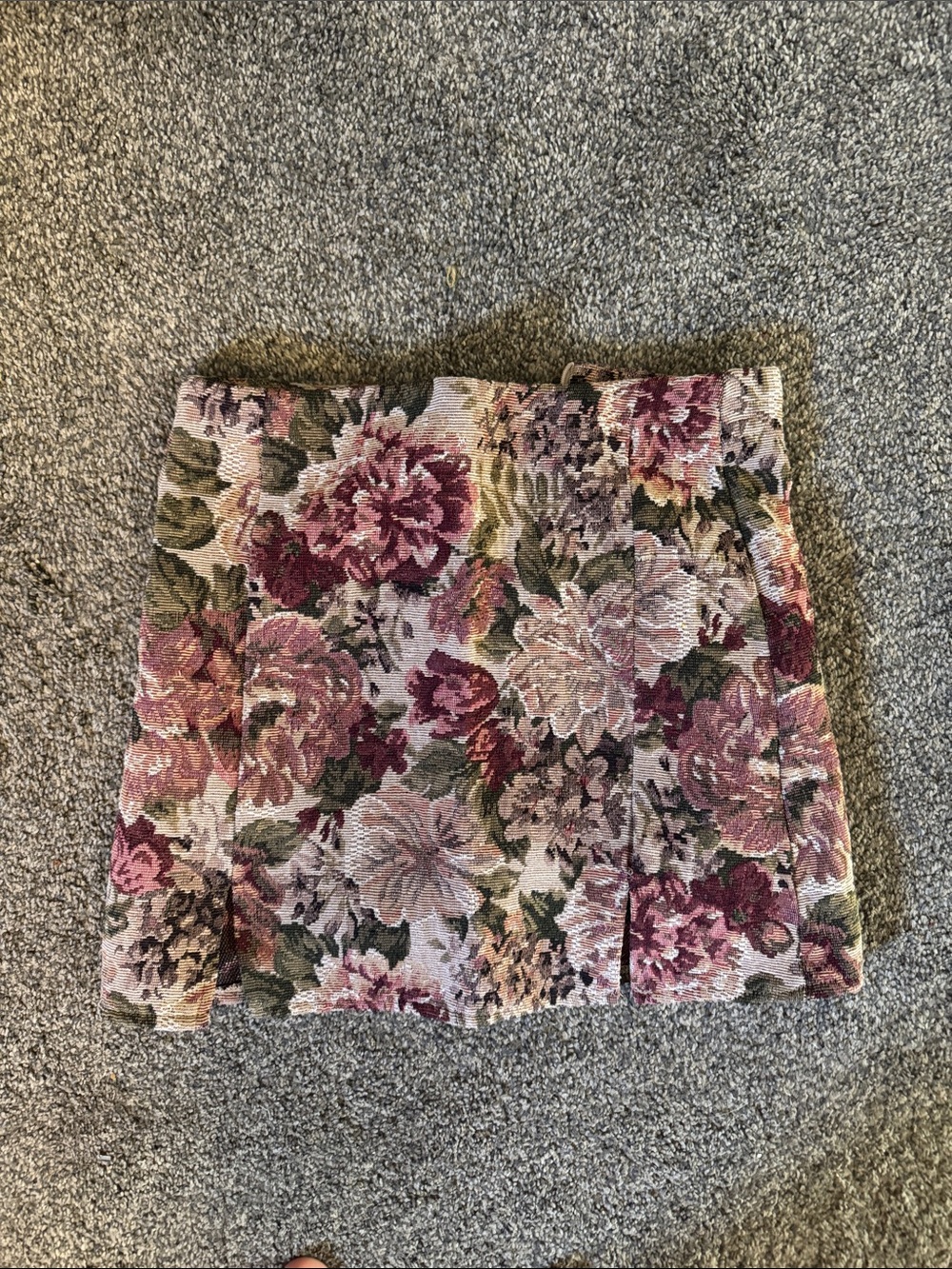 SHEIN Pink and Green Floral Jacquard Mini Skirt